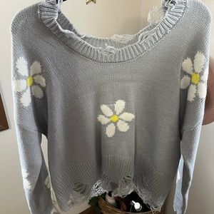 Distressed Daisy Sweater